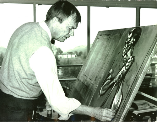 Chuck Jones painting Man on Green and Blue