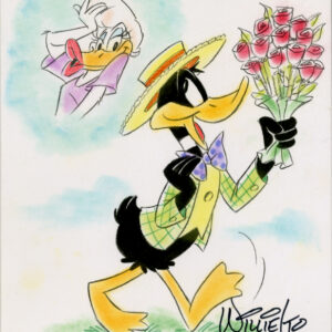 Daffy Duck and Gal with Bouquet