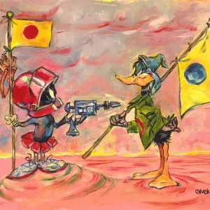 Marvin and Daffy with Flags