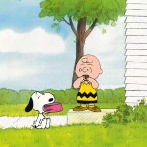 SCDM-2646 Charlie Brown and Snoopy Holding Dog Dish