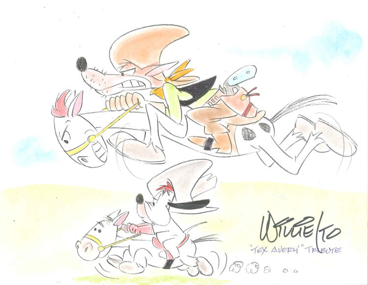 W143-1 Wolf and Droopy On Horseback